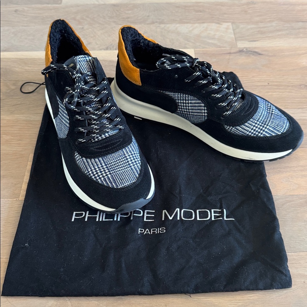 PHILIPPE MODEL Suede Houndstooth Sneakers
